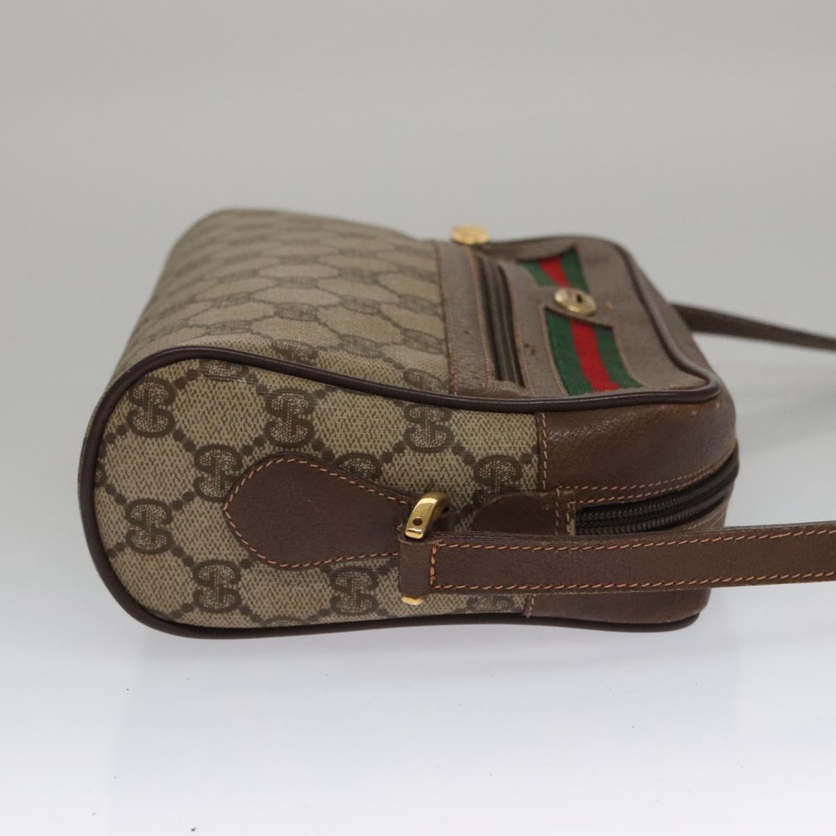 GUCCI GG Supreme Web Sherry Line Shoulder Bag PVC Beige 119 02 087 Auth 103748