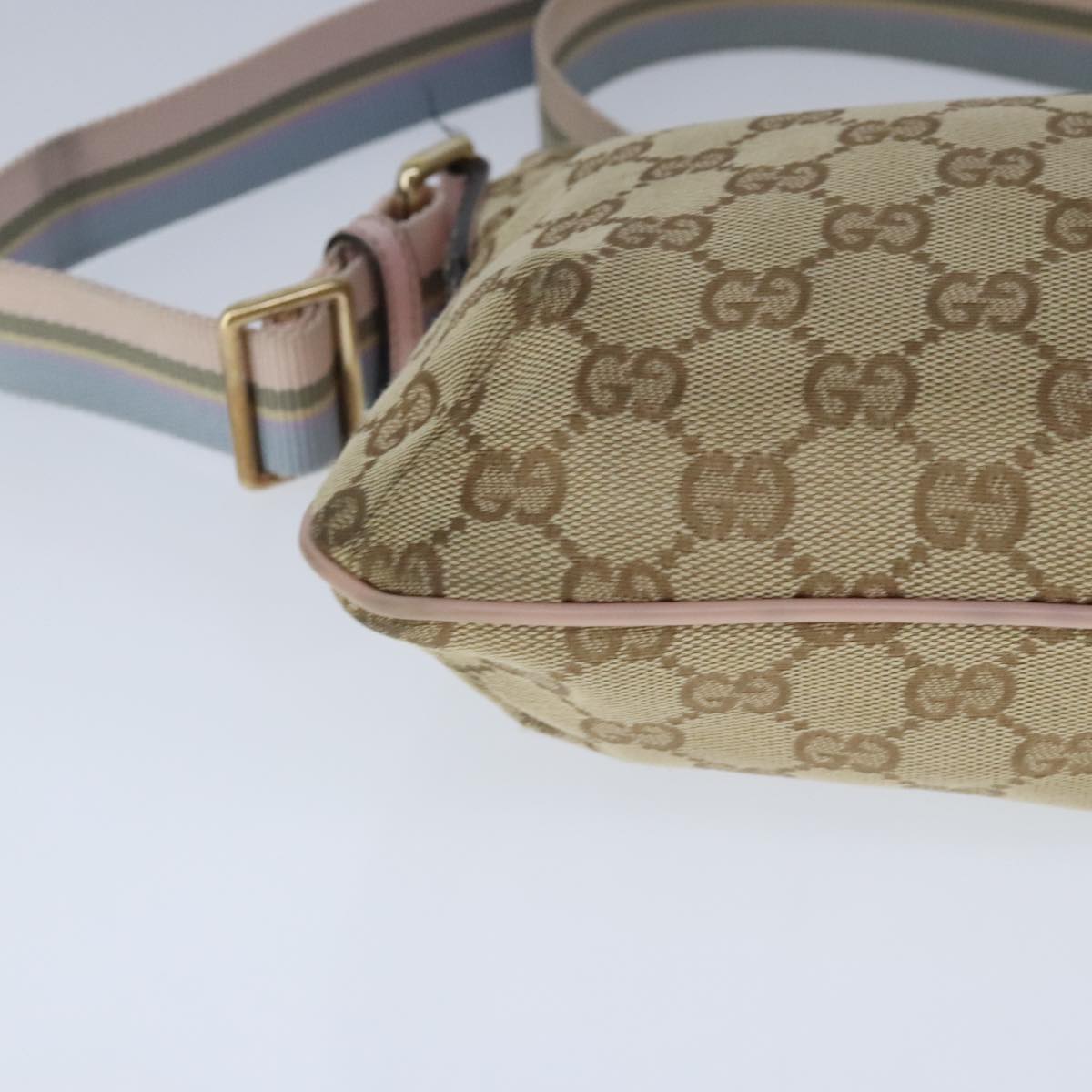 GUCCI GG Canvas Sherry Line Bag Beige Pink Light blue 189749 Auth 103764