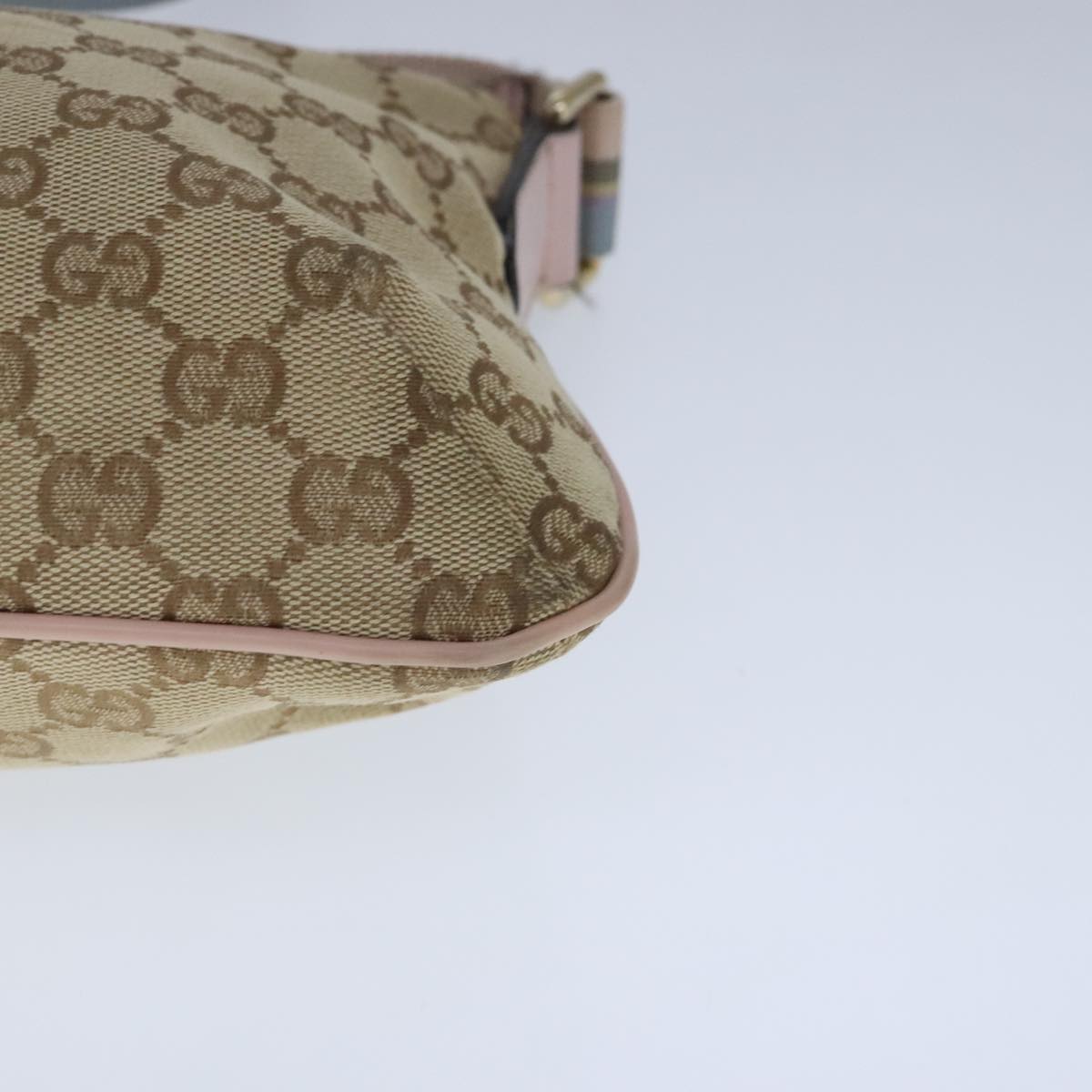 GUCCI GG Canvas Sherry Line Bag Beige Pink Light blue 189749 Auth 103764