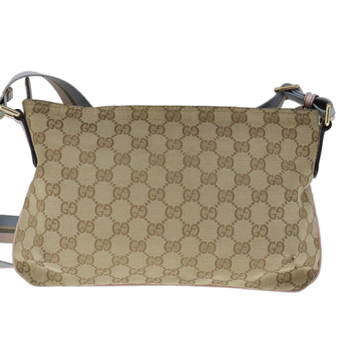 GUCCI GG Canvas Sherry Line Bag Beige Pink Light blue 189749 Auth 103764