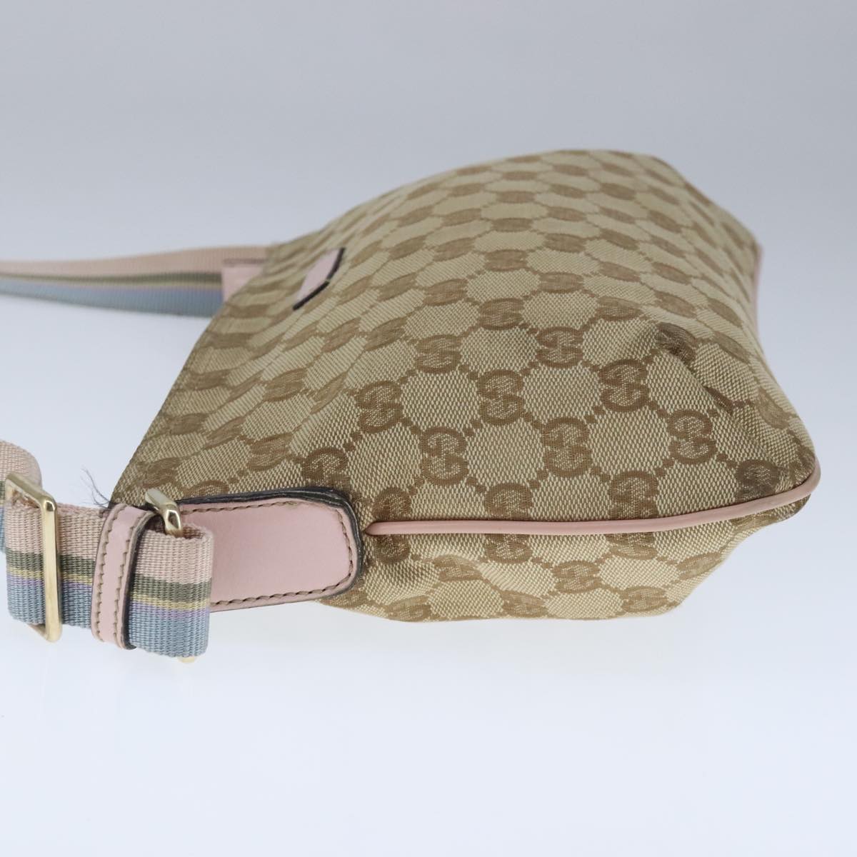 GUCCI GG Canvas Sherry Line Bag Beige Pink Light blue 189749 Auth 103764