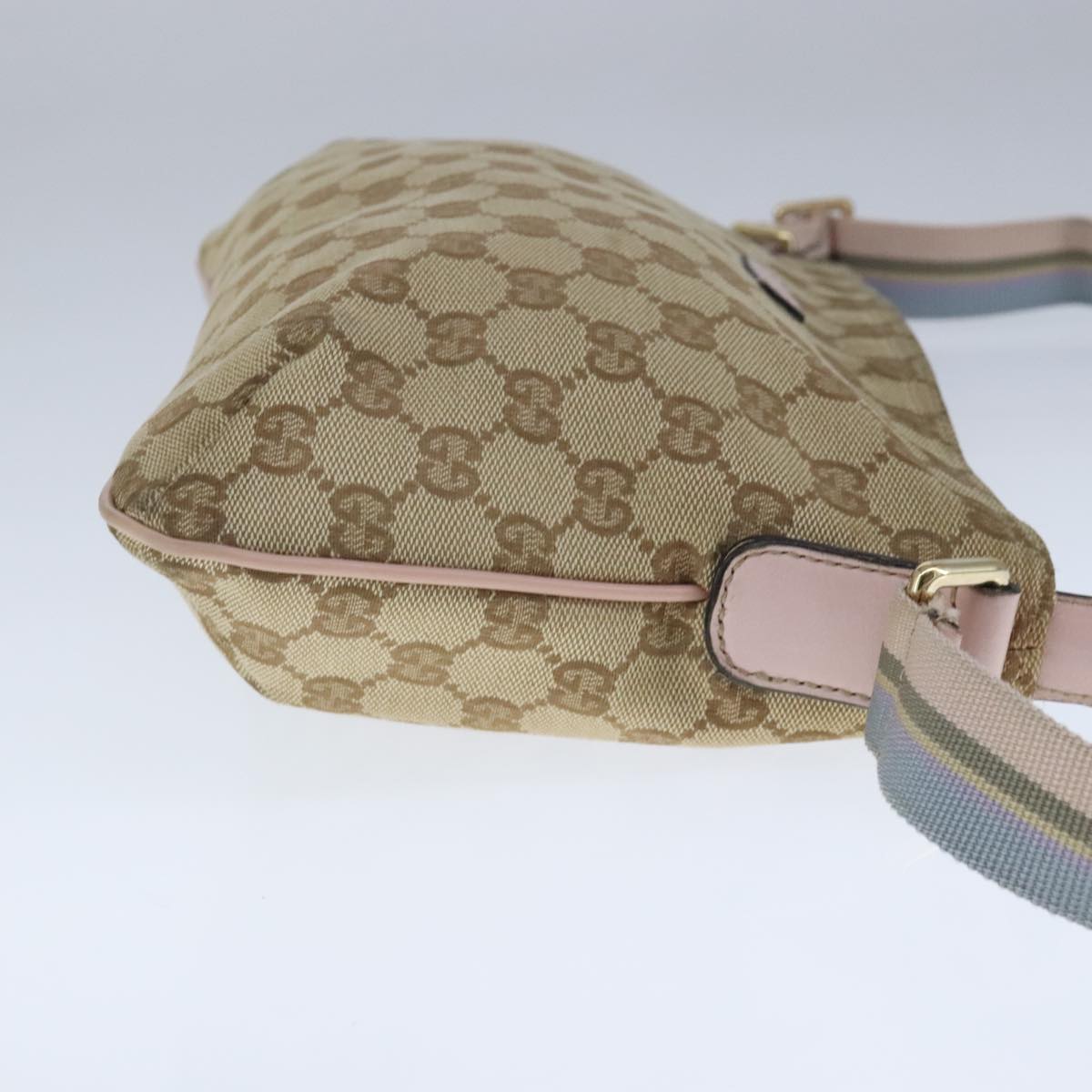 GUCCI GG Canvas Sherry Line Bag Beige Pink Light blue 189749 Auth 103764