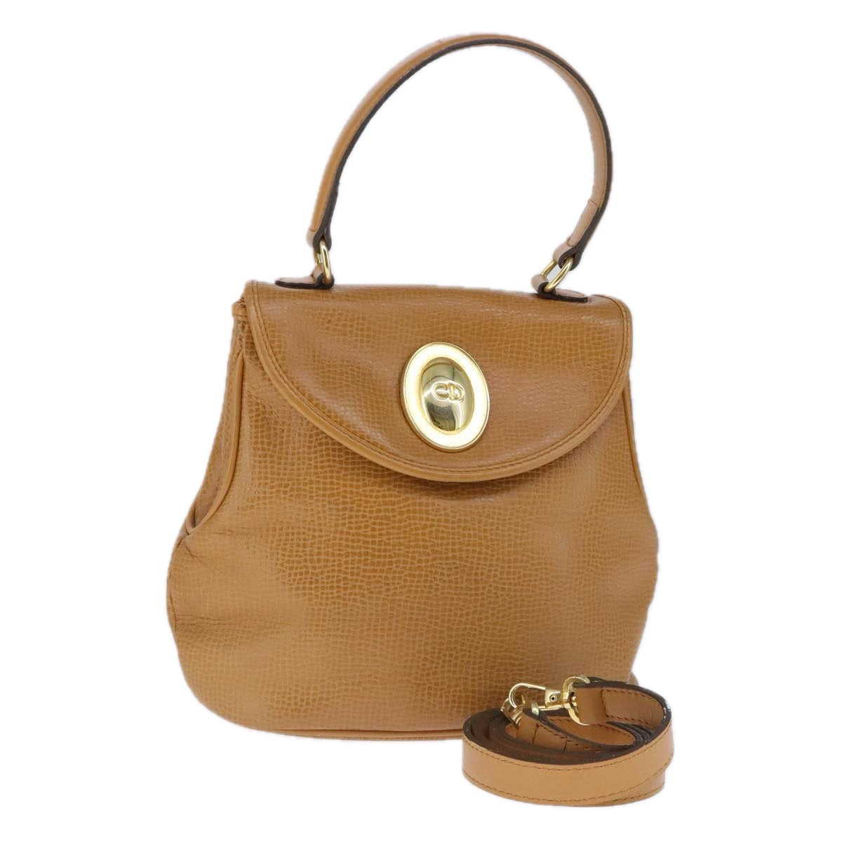 Christian Dior Hand Bag Leather 2way Brown Auth 103766