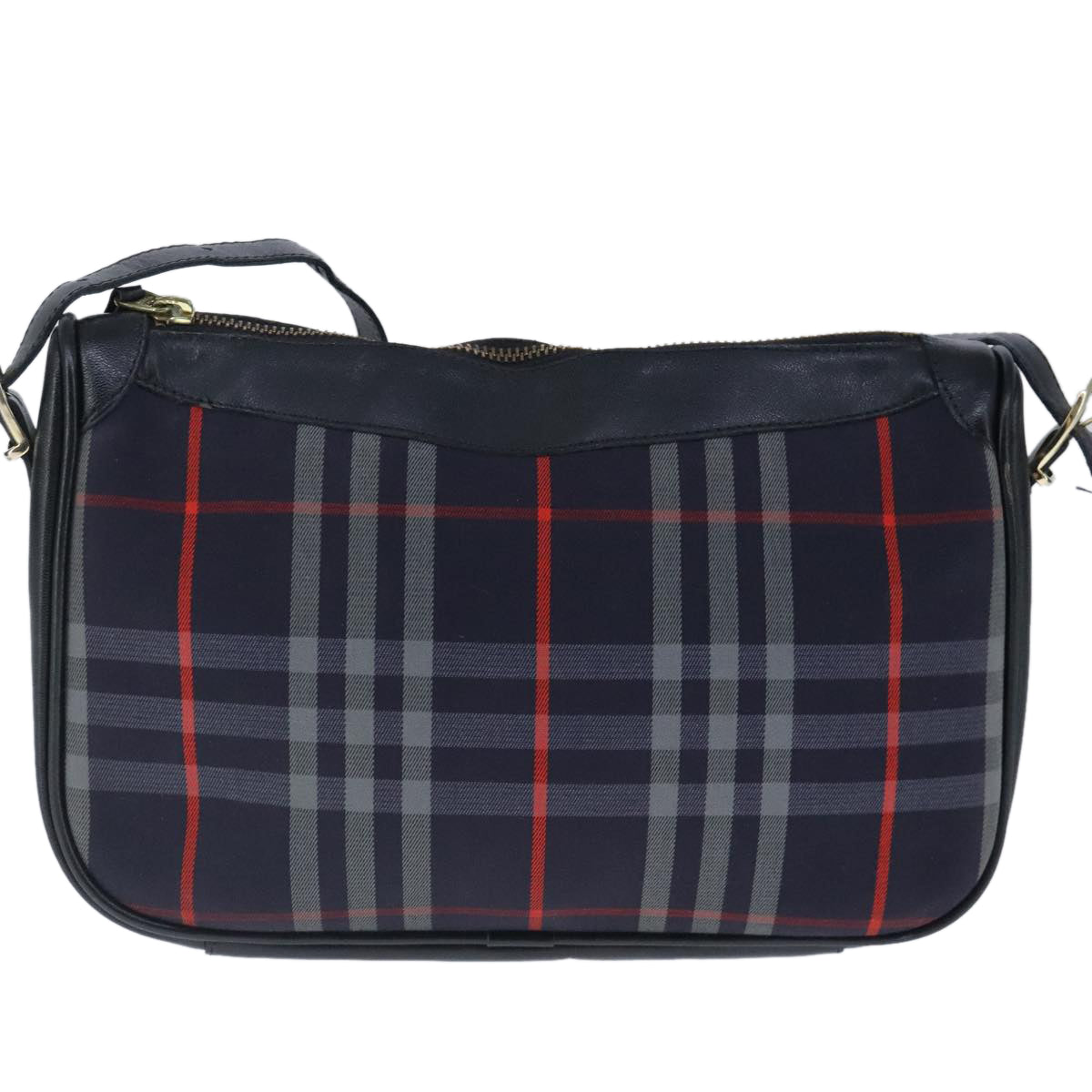 Burberrys Nova Check Shoulder Bag Canvas Navy Auth 103768