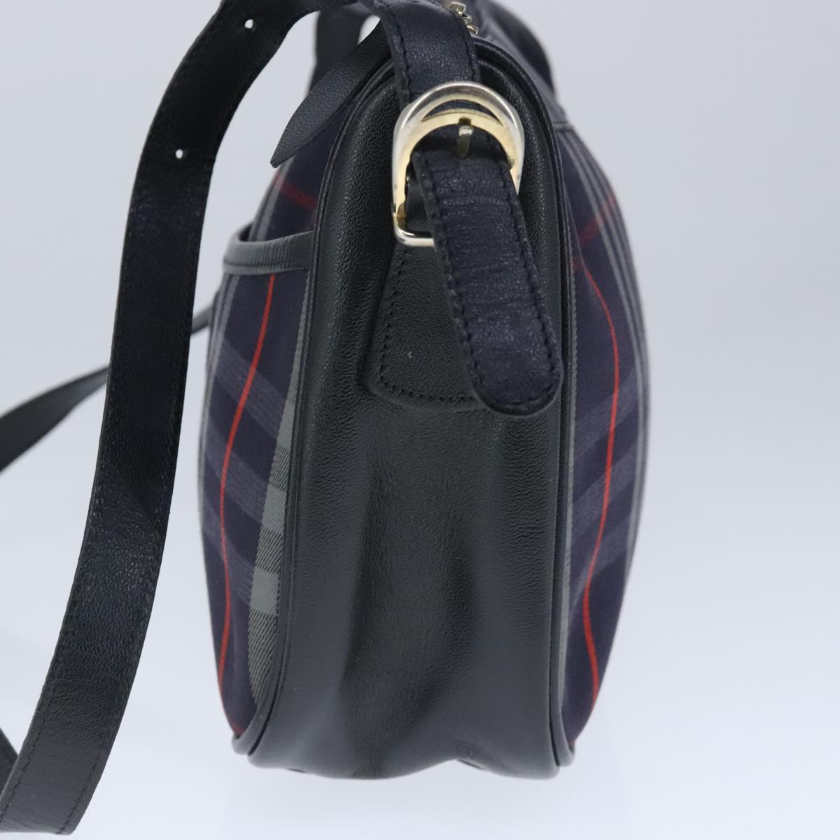 Burberrys Nova Check Shoulder Bag Canvas Navy Auth 103768