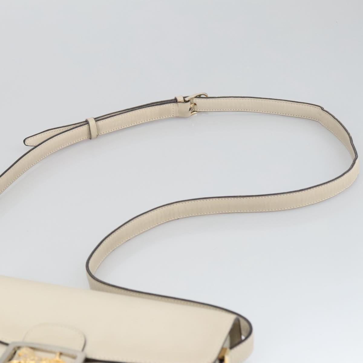 CELINE Horse Carriage Shoulder Bag Leather Beige Gold Auth 103796