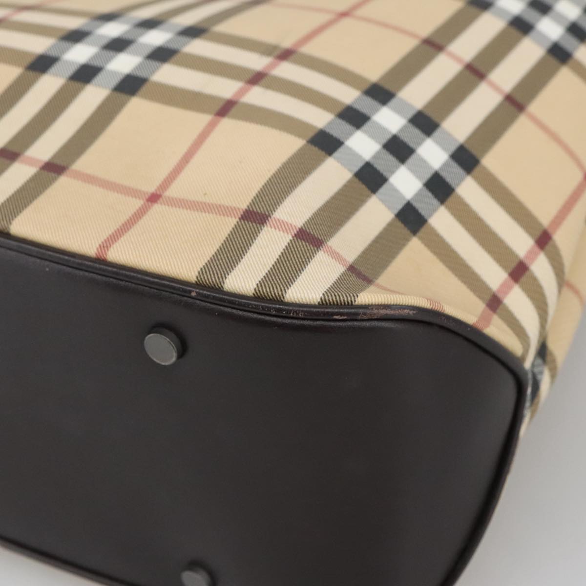 BURBERRY Nova Check Hand Bag PVC Beige Auth 103797