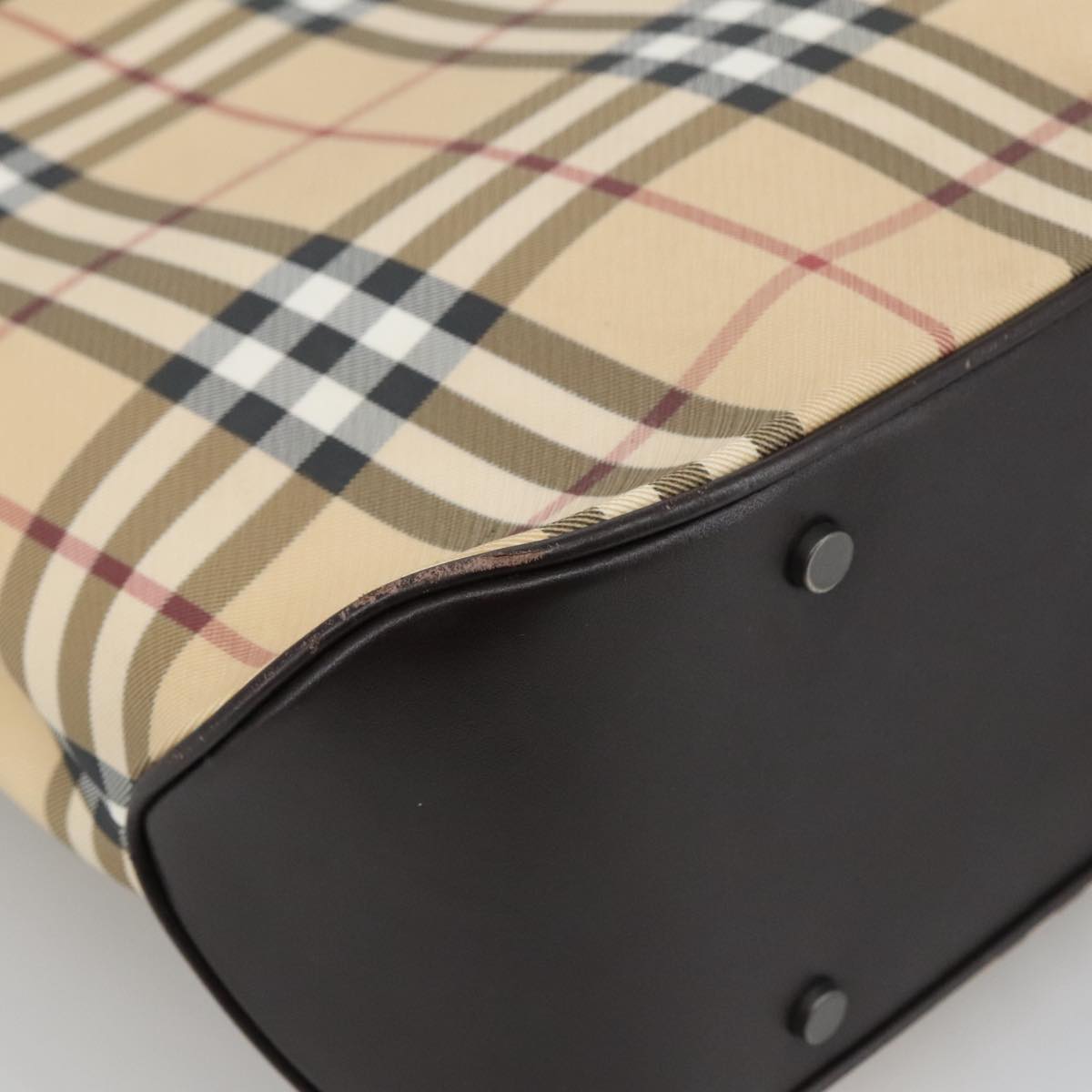 BURBERRY Nova Check Hand Bag PVC Beige Auth 103797