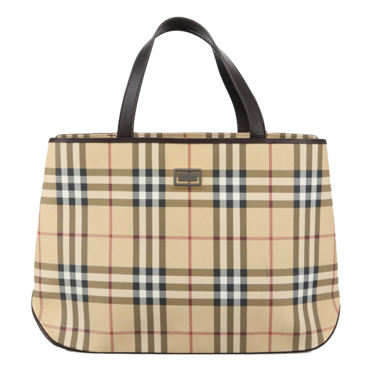 BURBERRY Nova Check Hand Bag PVC Beige Auth 103797