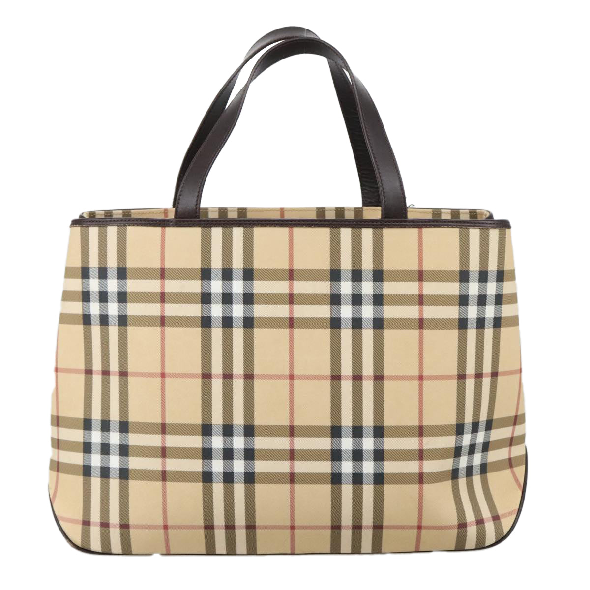 BURBERRY Nova Check Hand Bag PVC Beige Auth 103797