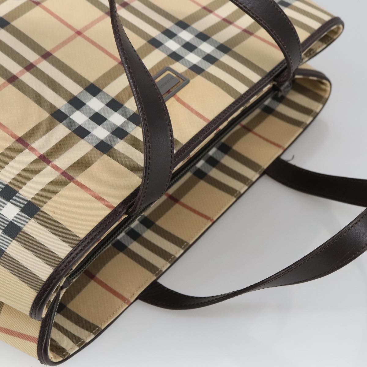 BURBERRY Nova Check Hand Bag PVC Beige Auth 103797
