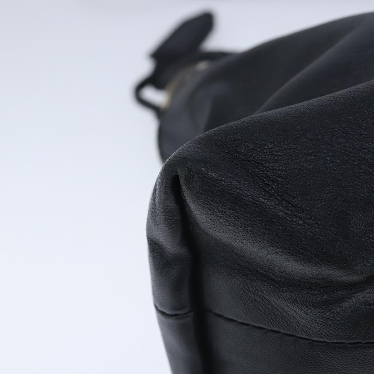 BURBERRY Shoulder Bag Leather Black Gold Auth 103801