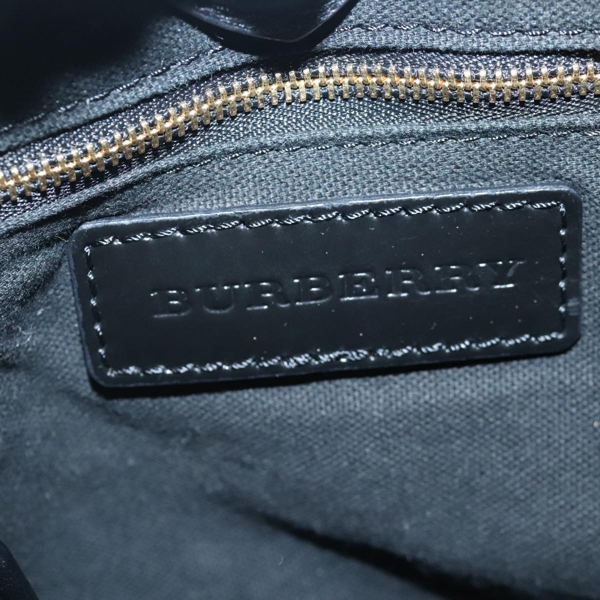 BURBERRY Shoulder Bag Leather Black Gold Auth 103801