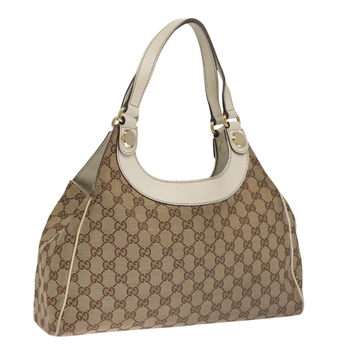 GUCCI GG Canvas Shoulder Bag Beige Gold 154982 Auth 103830