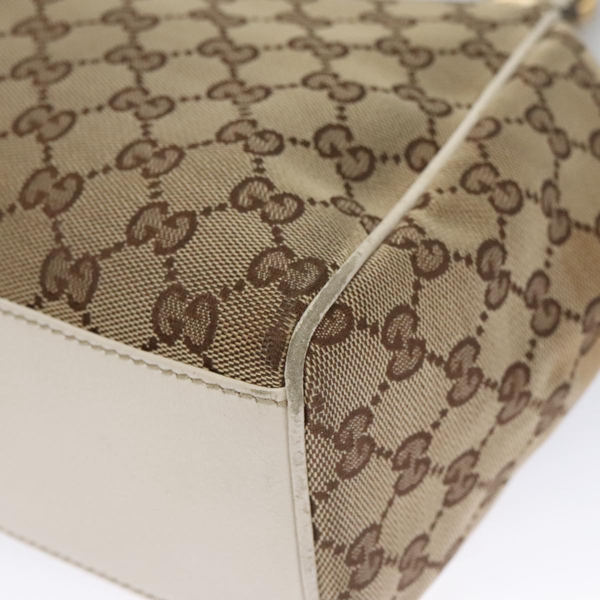 GUCCI GG Canvas Shoulder Bag Beige Gold 154982 Auth 103830