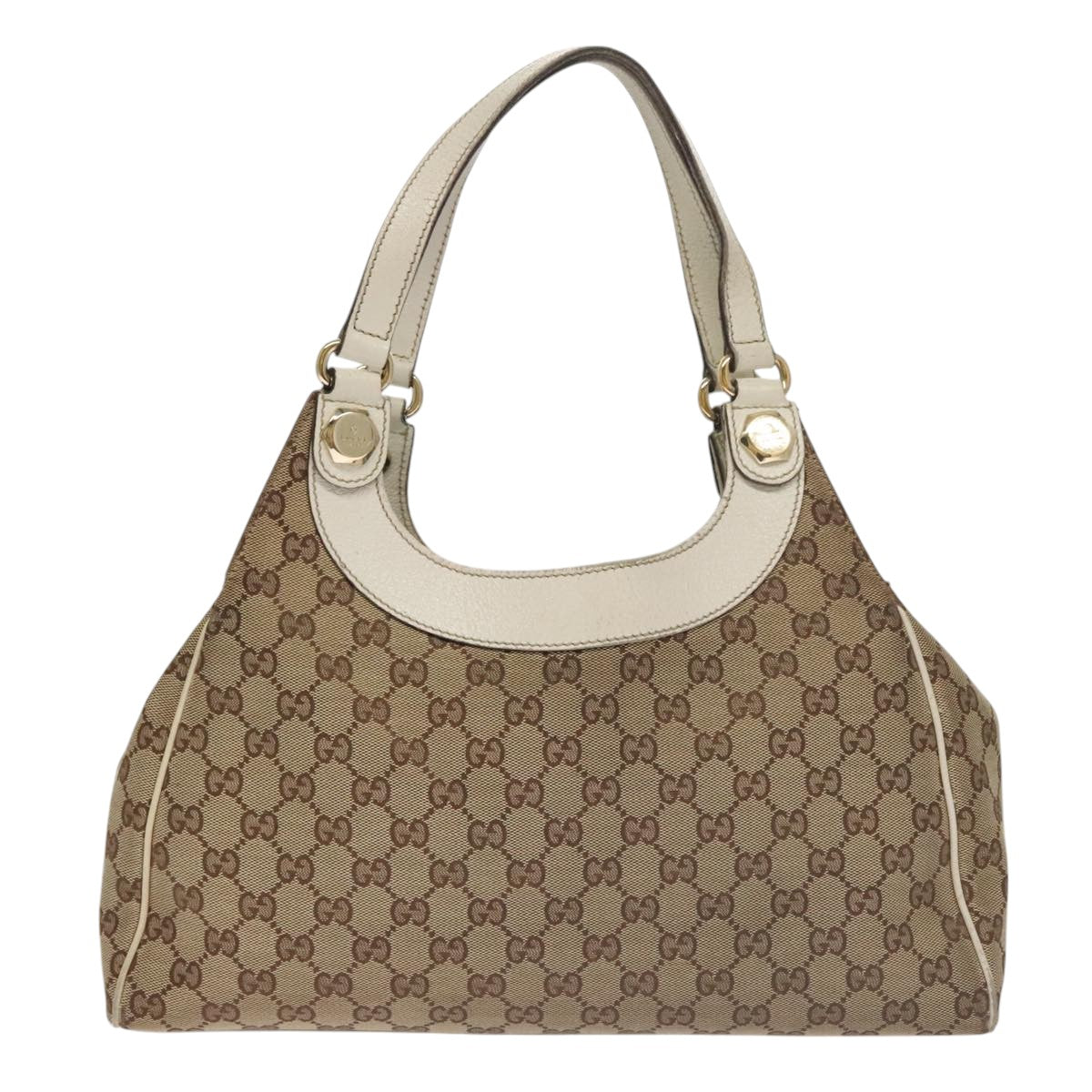 GUCCI GG Canvas Shoulder Bag Beige Gold 154982 Auth 103830