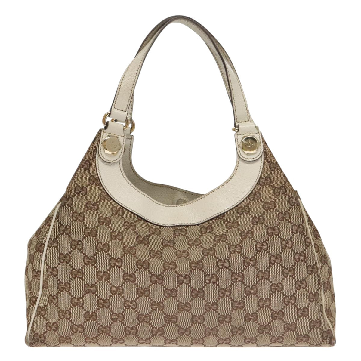 GUCCI GG Canvas Shoulder Bag Beige Gold 154982 Auth 103830