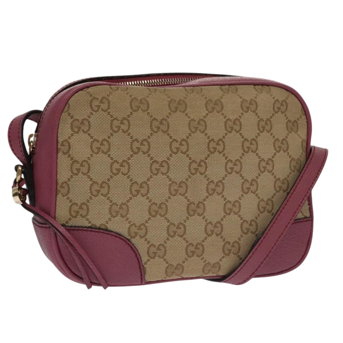 GUCCI GG Canvas Shoulder Bag Beige Pink 387360 Auth 103832