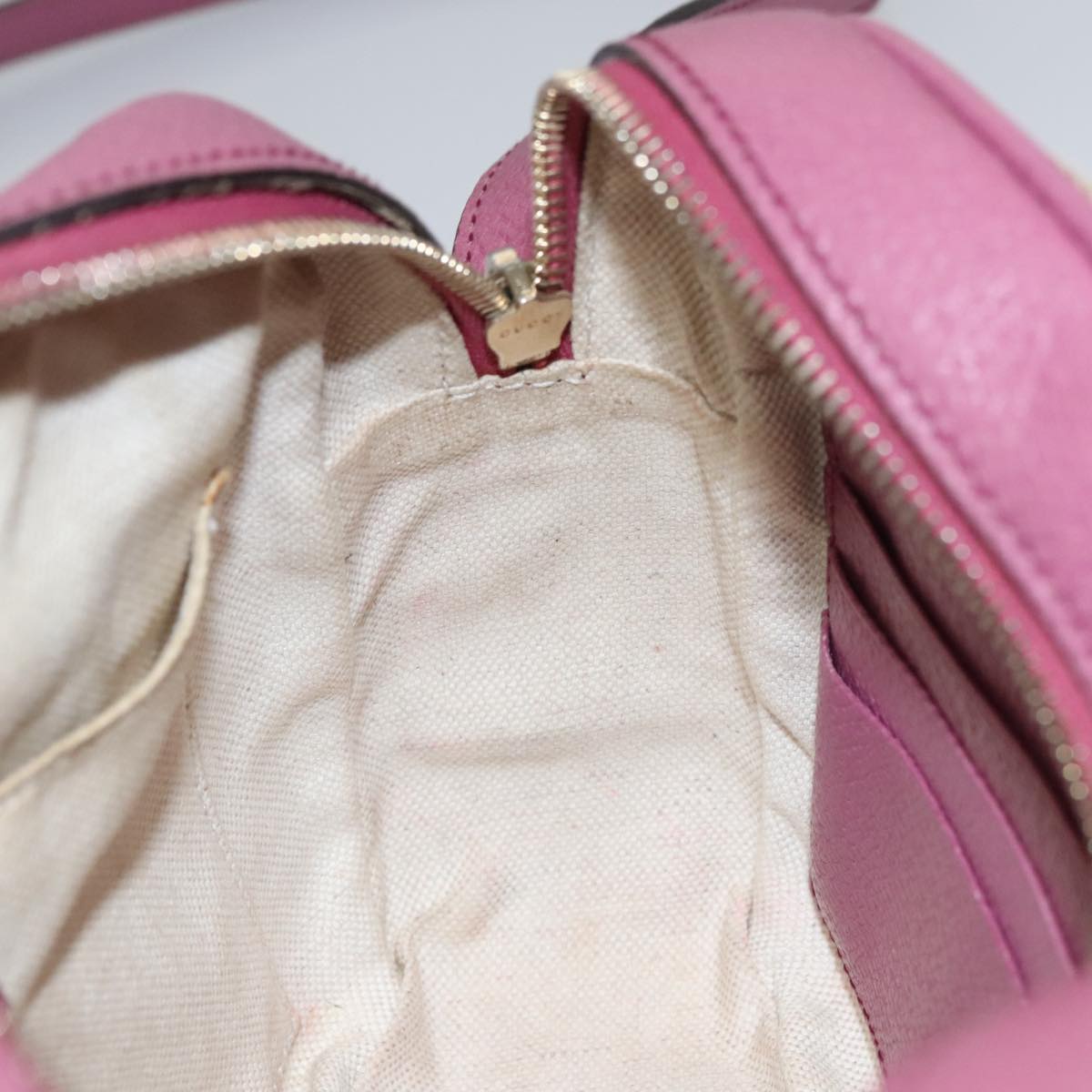 GUCCI GG Canvas Shoulder Bag Beige Pink 387360 Auth 103832