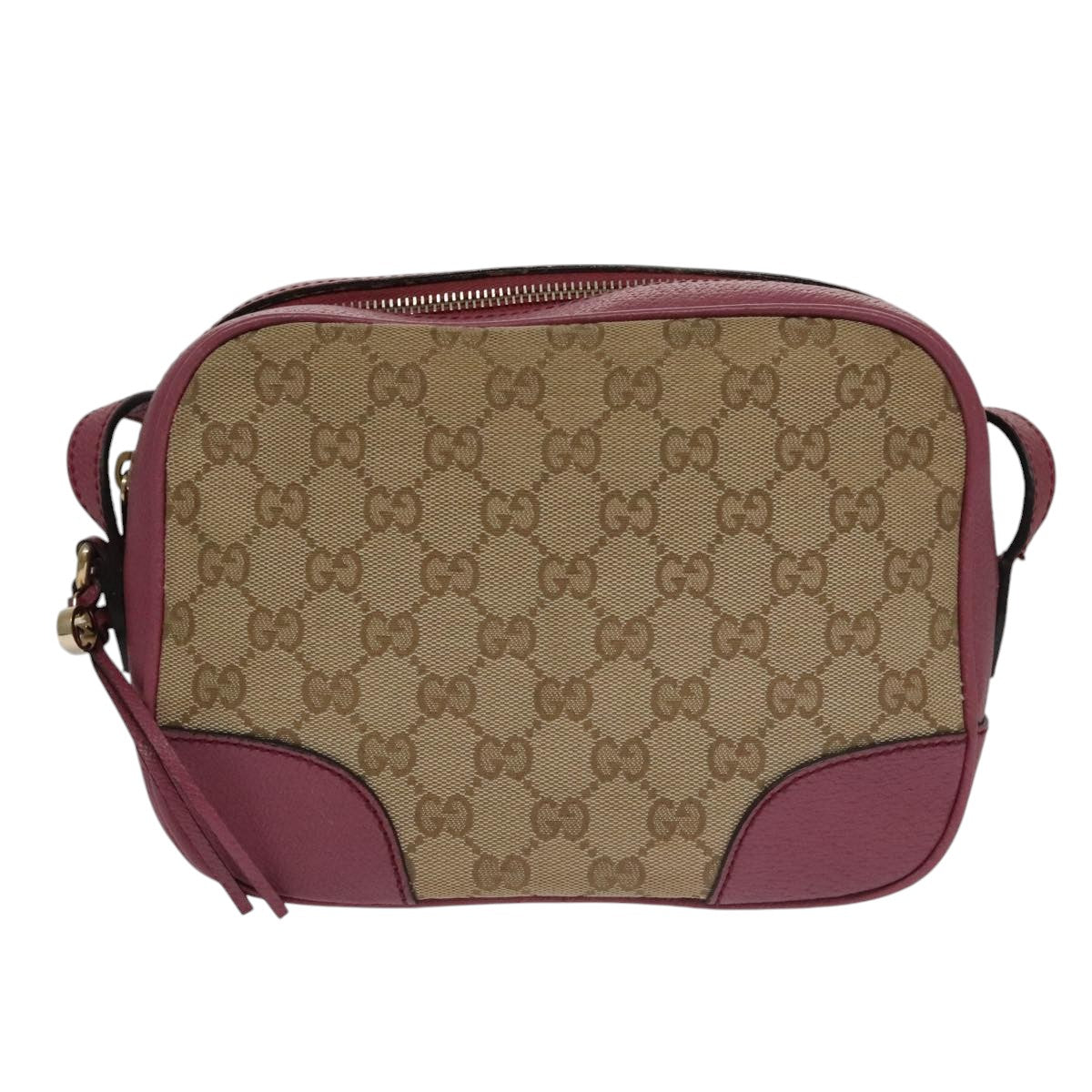 GUCCI GG Canvas Shoulder Bag Beige Pink 387360 Auth 103832