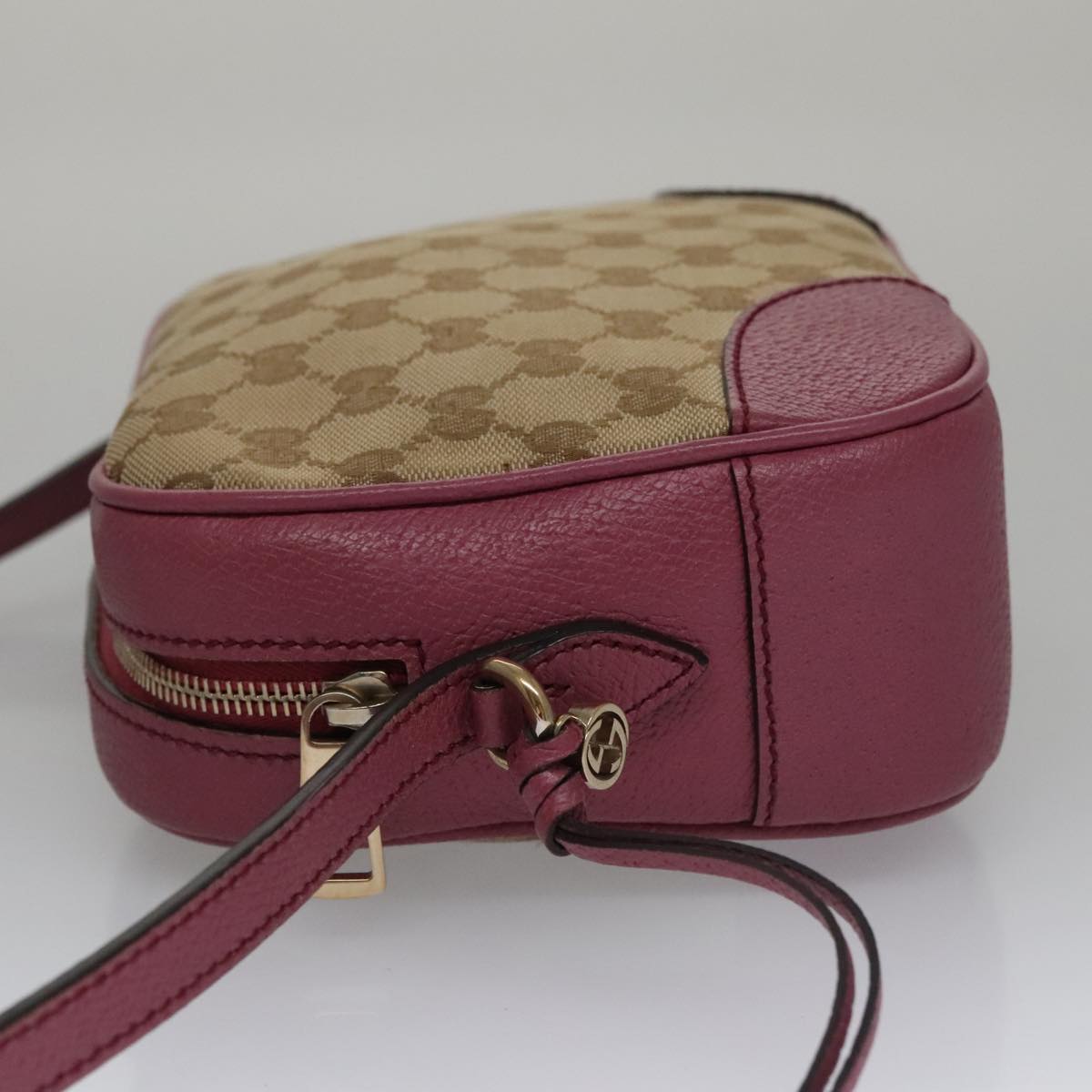 GUCCI GG Canvas Shoulder Bag Beige Pink 387360 Auth 103832