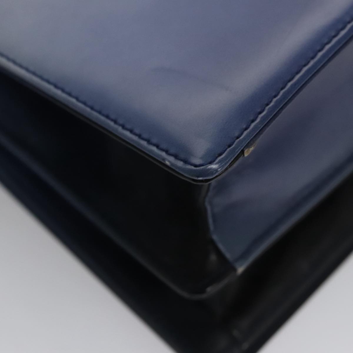 Salvatore Ferragamo Gancini Shoulder Bag Patent Leather Blue Silver Auth 103861