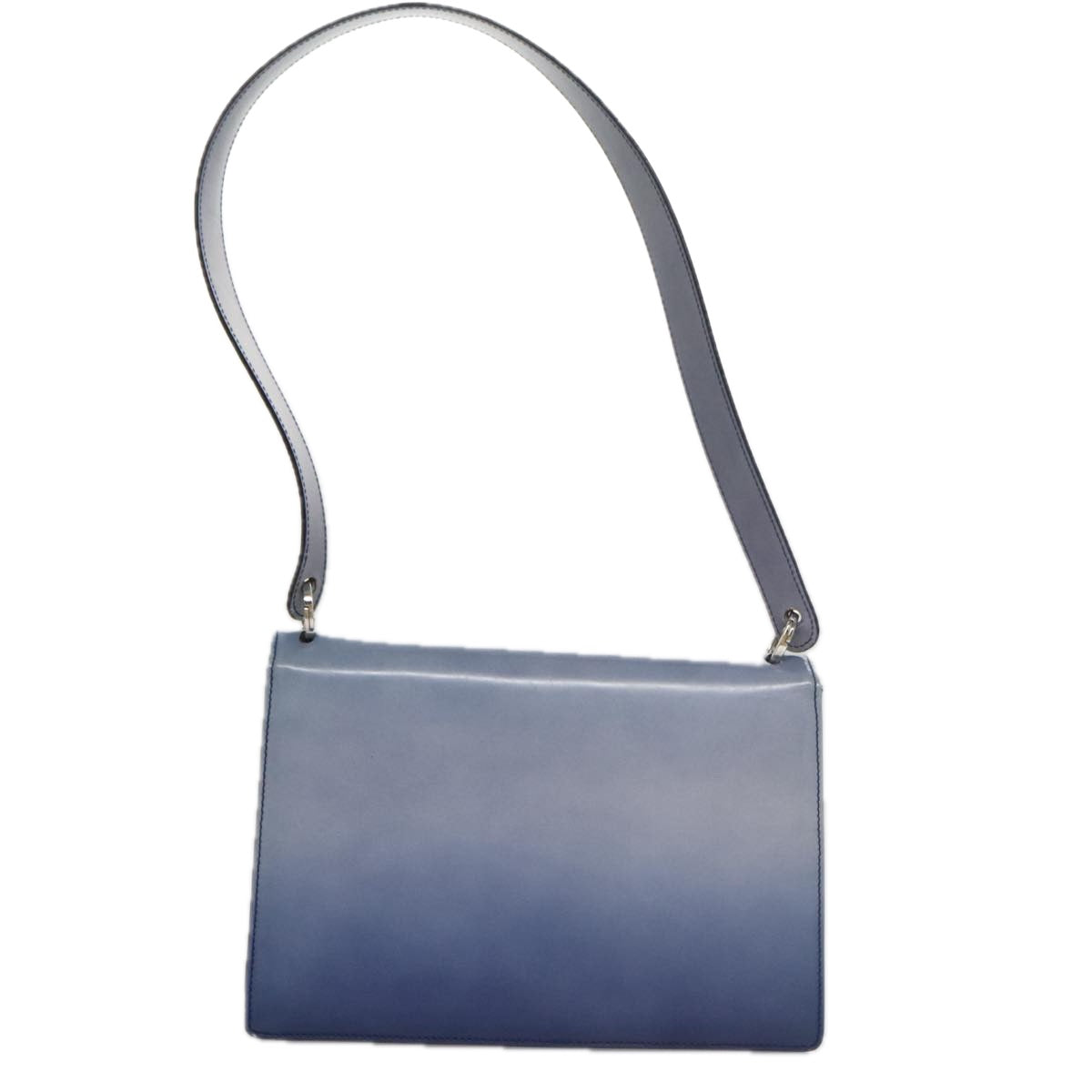 Salvatore Ferragamo Gancini Shoulder Bag Patent Leather Blue Silver Auth 103861