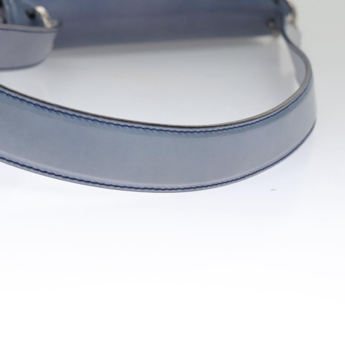Salvatore Ferragamo Gancini Shoulder Bag Patent Leather Blue Silver Auth 103861
