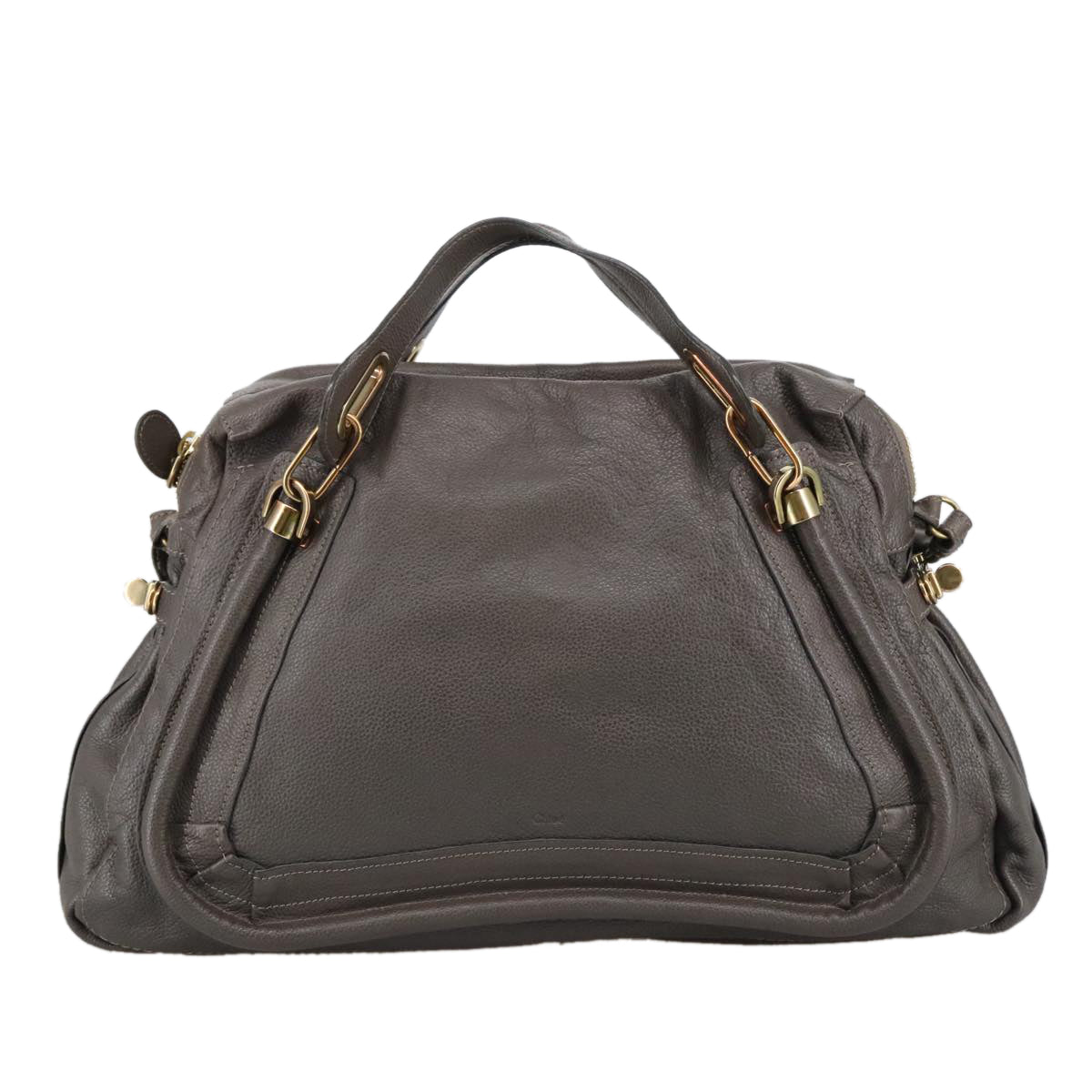 Chloe Paraty Shoulder Bag Leather Brown Gold Auth 103875