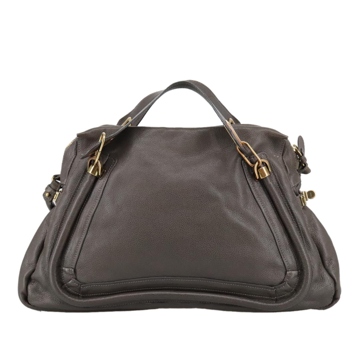 Chloe Paraty Shoulder Bag Leather Brown Gold Auth 103875