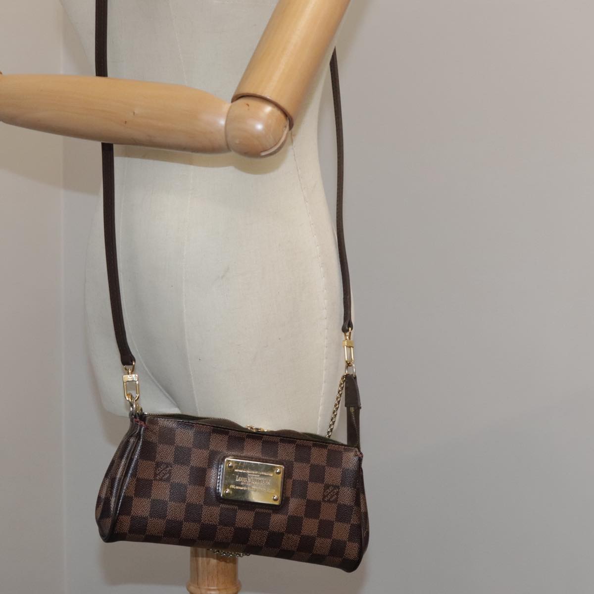 LOUIS VUITTON Damier Ebene Eva Shoulder Bag 2way N55213 LV Auth 103893