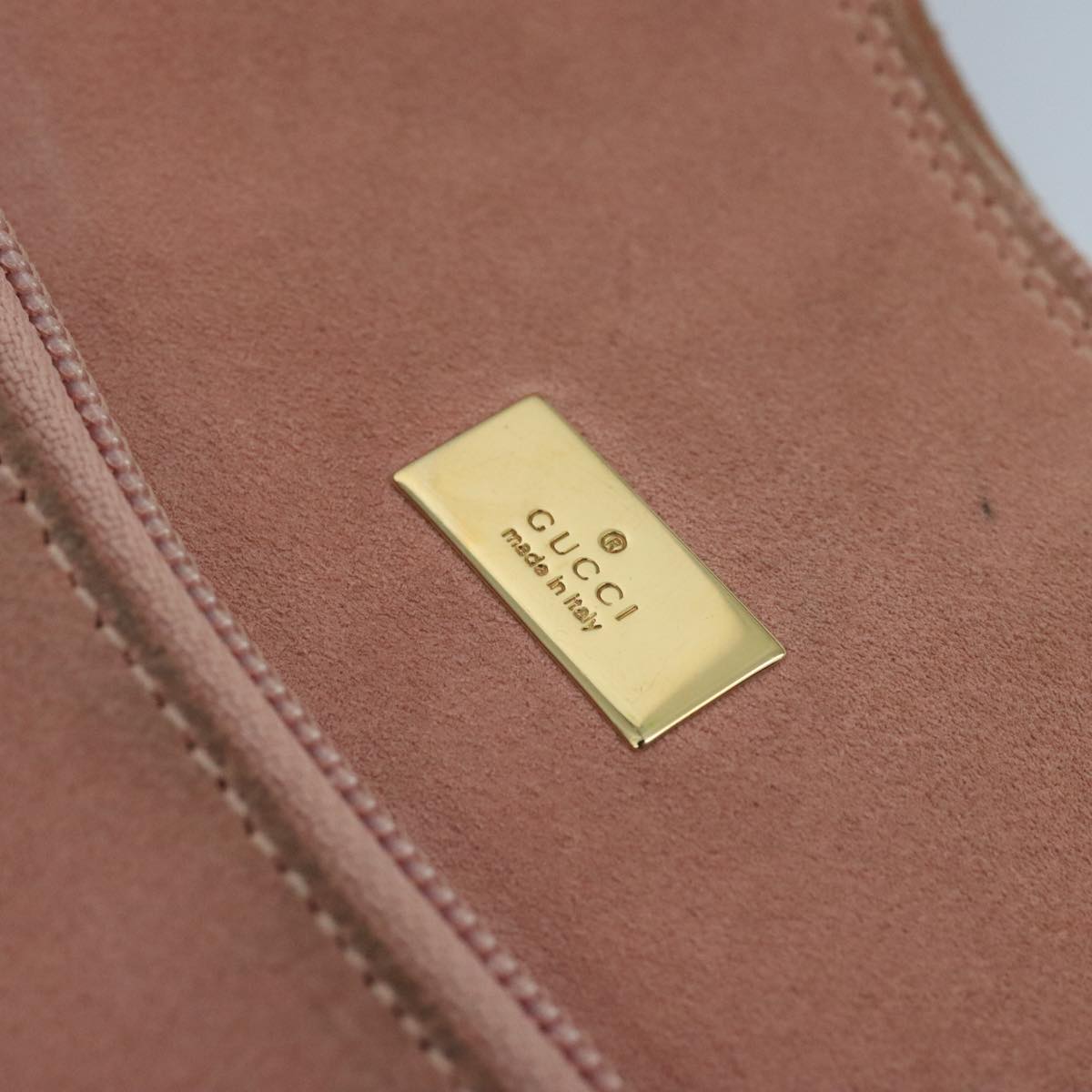 GUCCI Hand Bag Suede Pink Gold 001 3386 1705 Auth 103940