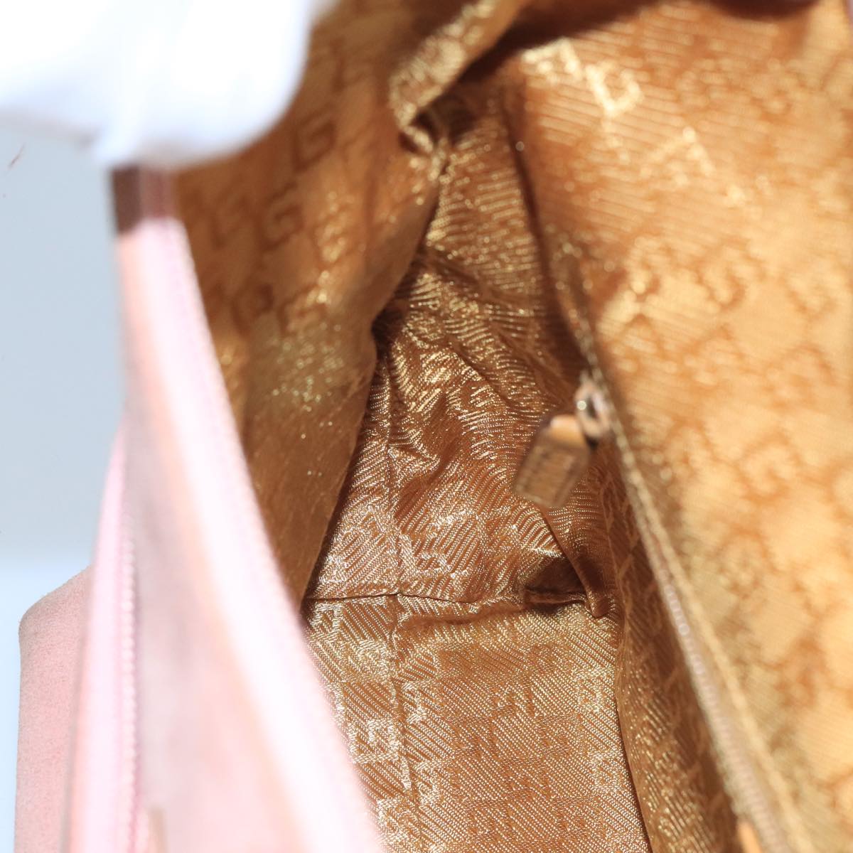 GUCCI Hand Bag Suede Pink Gold 001 3386 1705 Auth 103940