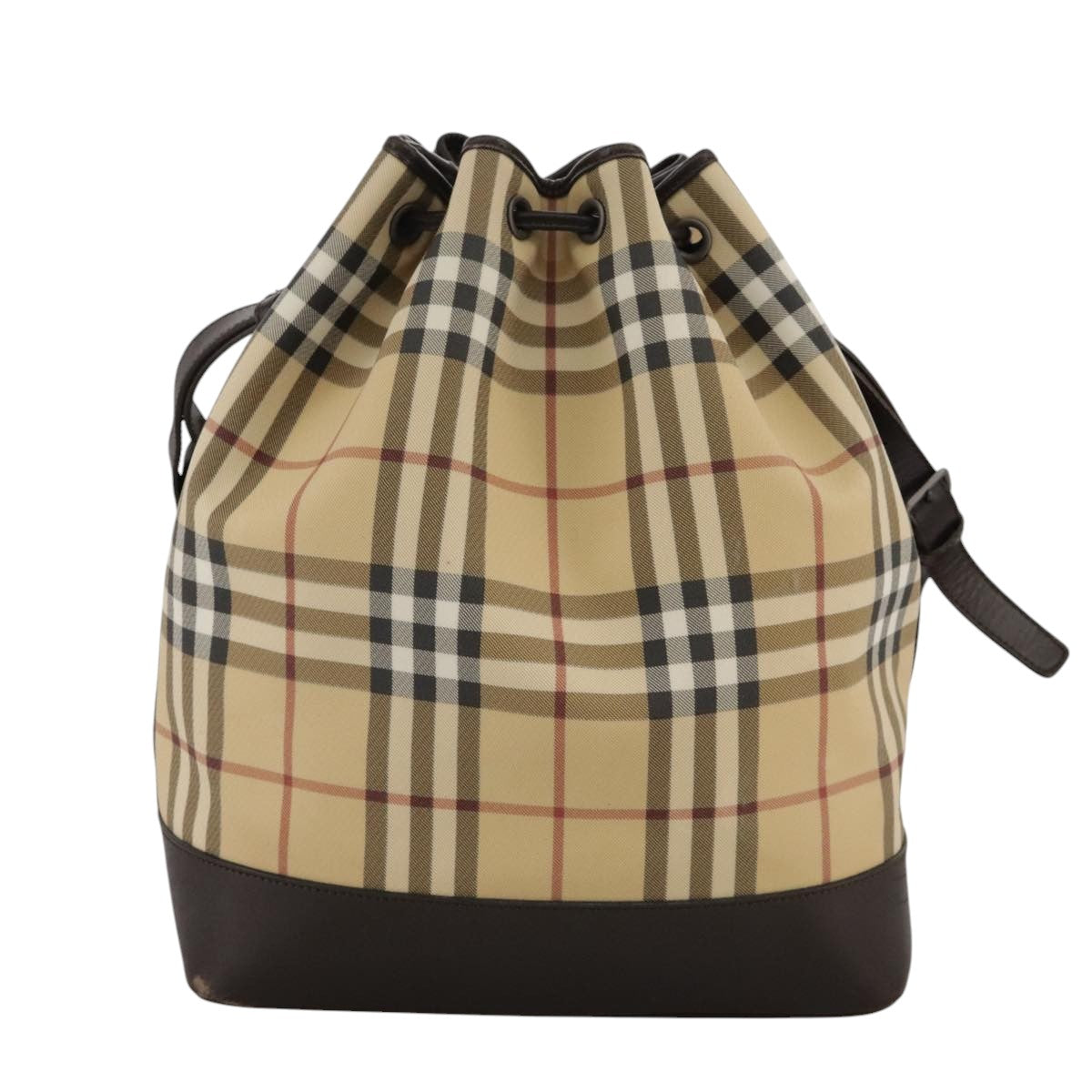 BURBERRY Nova Check Shoulder Bag PVC Beige Auth 103955