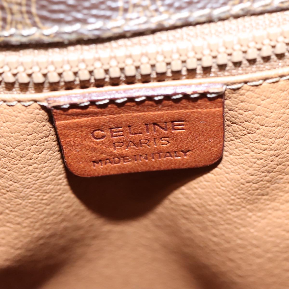 CELINE Macadam Canvas Shoulder Bag PVC Leather Brown Gold Auth 103957