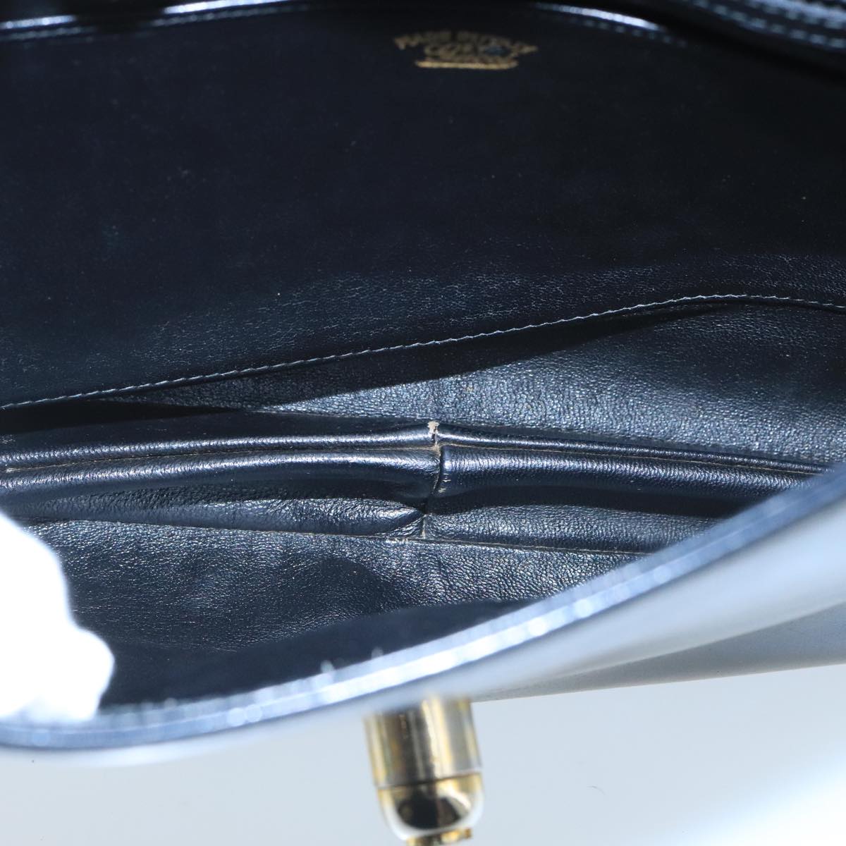 GUCCI Shoulder Bag Leather Black Gold Auth 104033