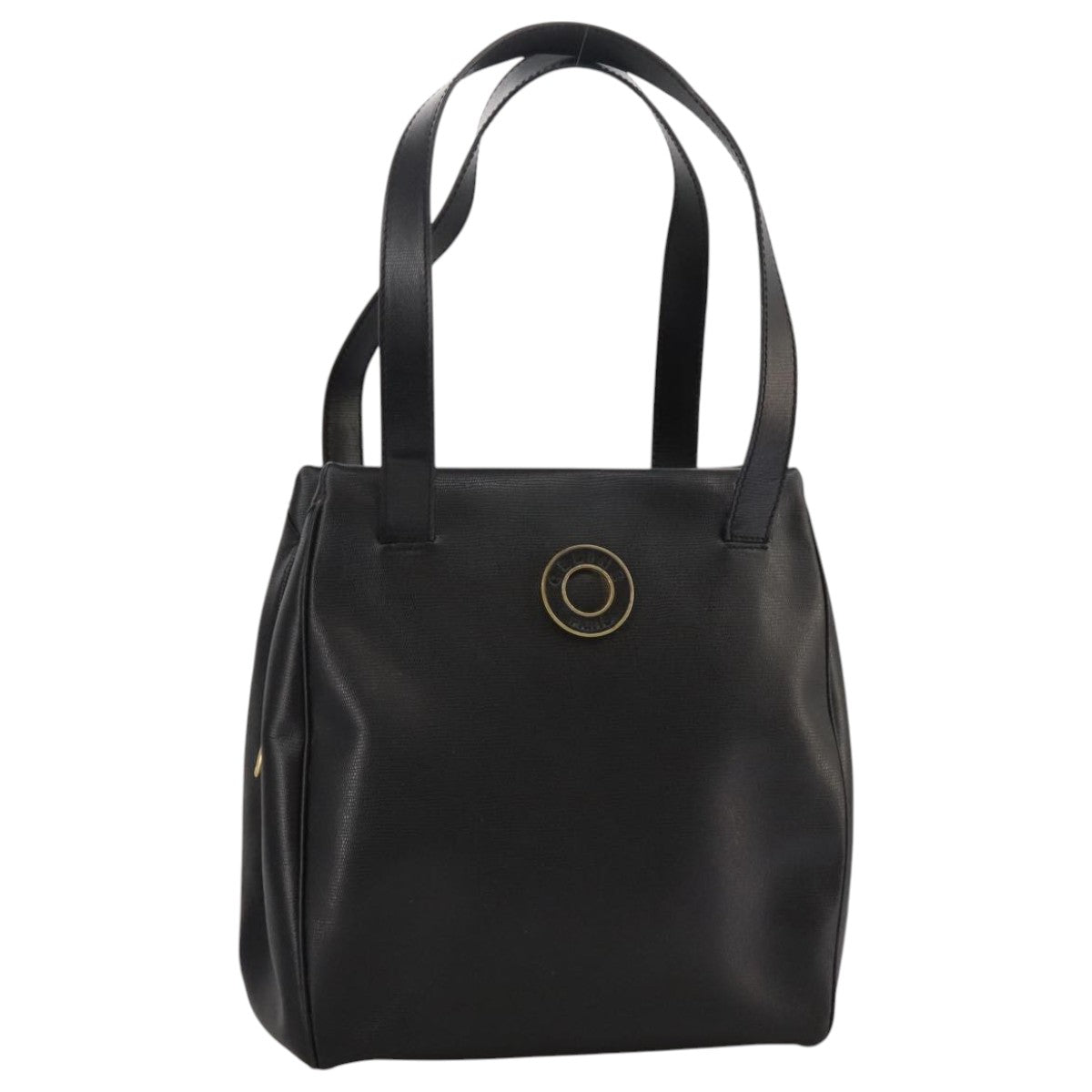 CELINE Hand Bag Leather Black Gold Auth 104068