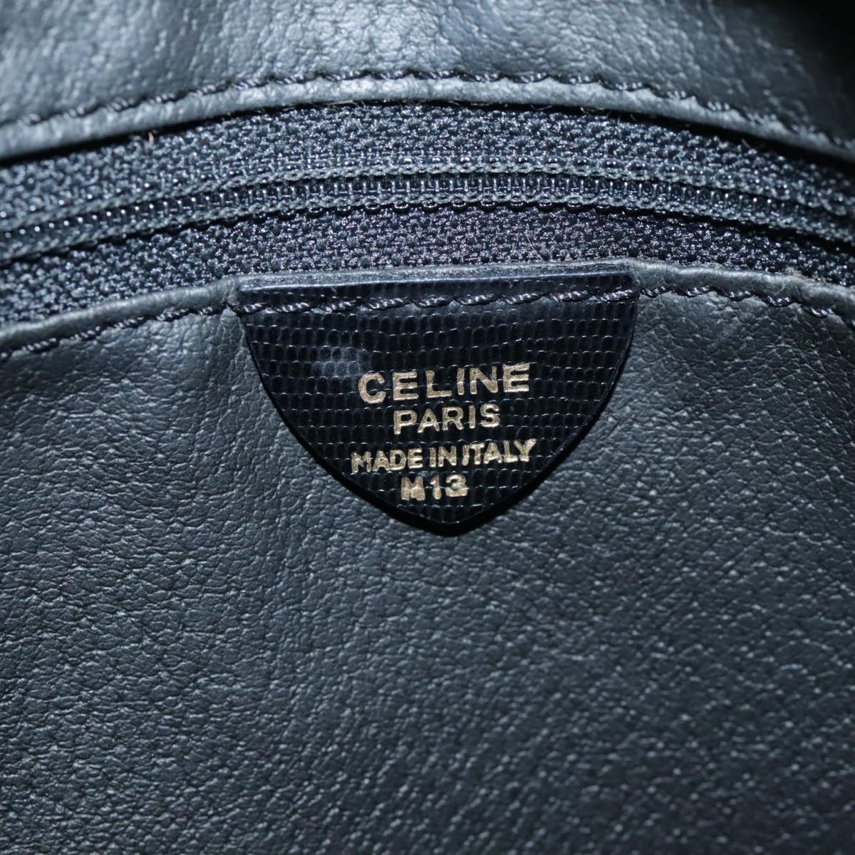 CELINE Hand Bag Leather Black Gold Auth 104068