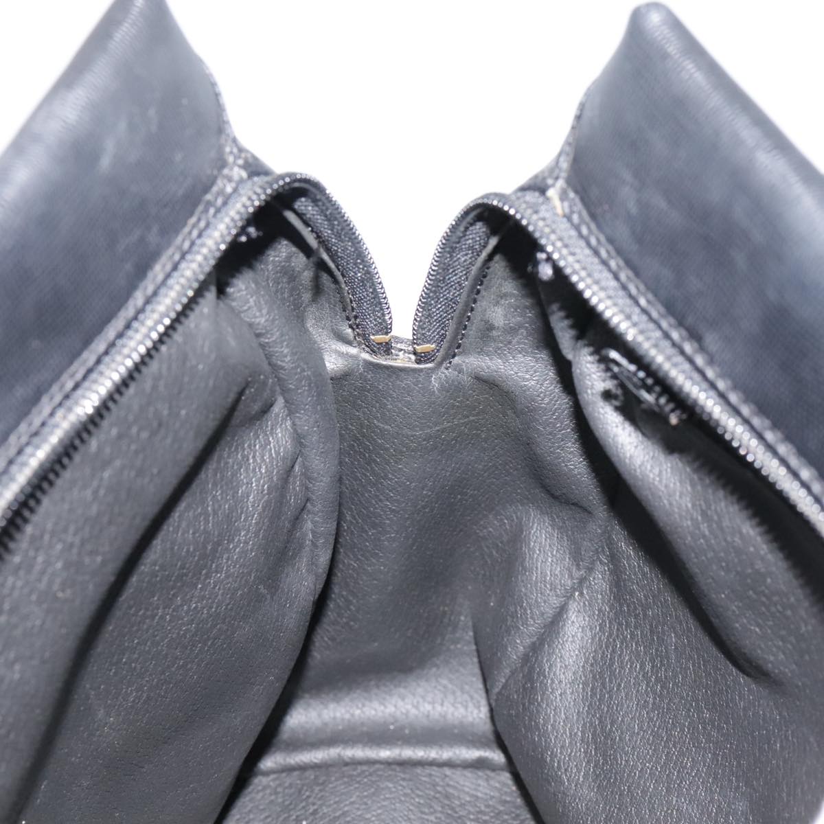 CELINE Hand Bag Leather Black Gold Auth 104068