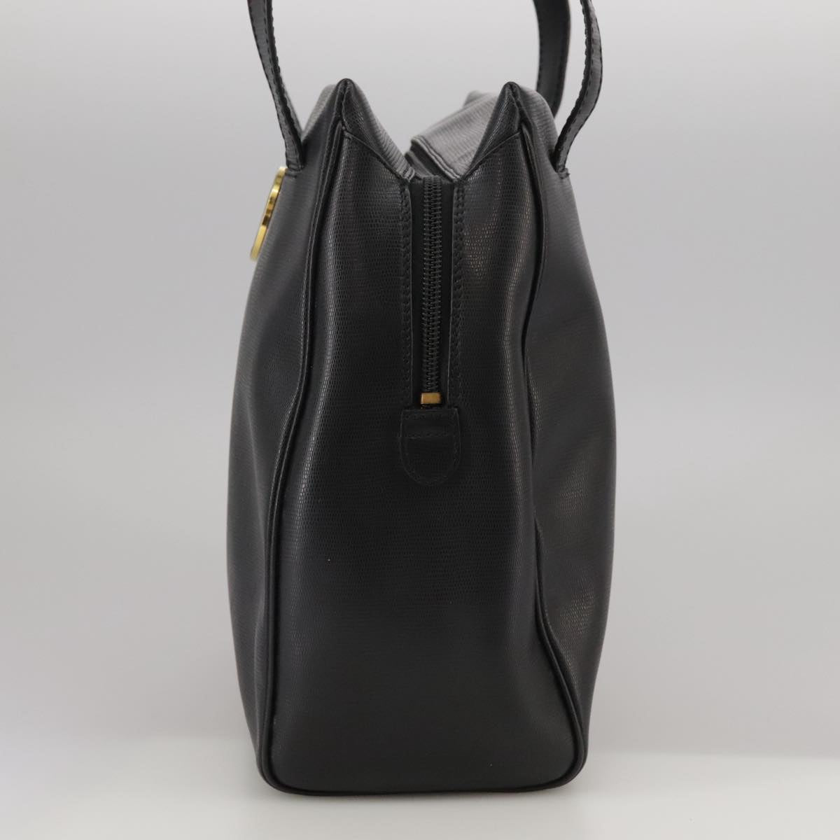 CELINE Hand Bag Leather Black Gold Auth 104068