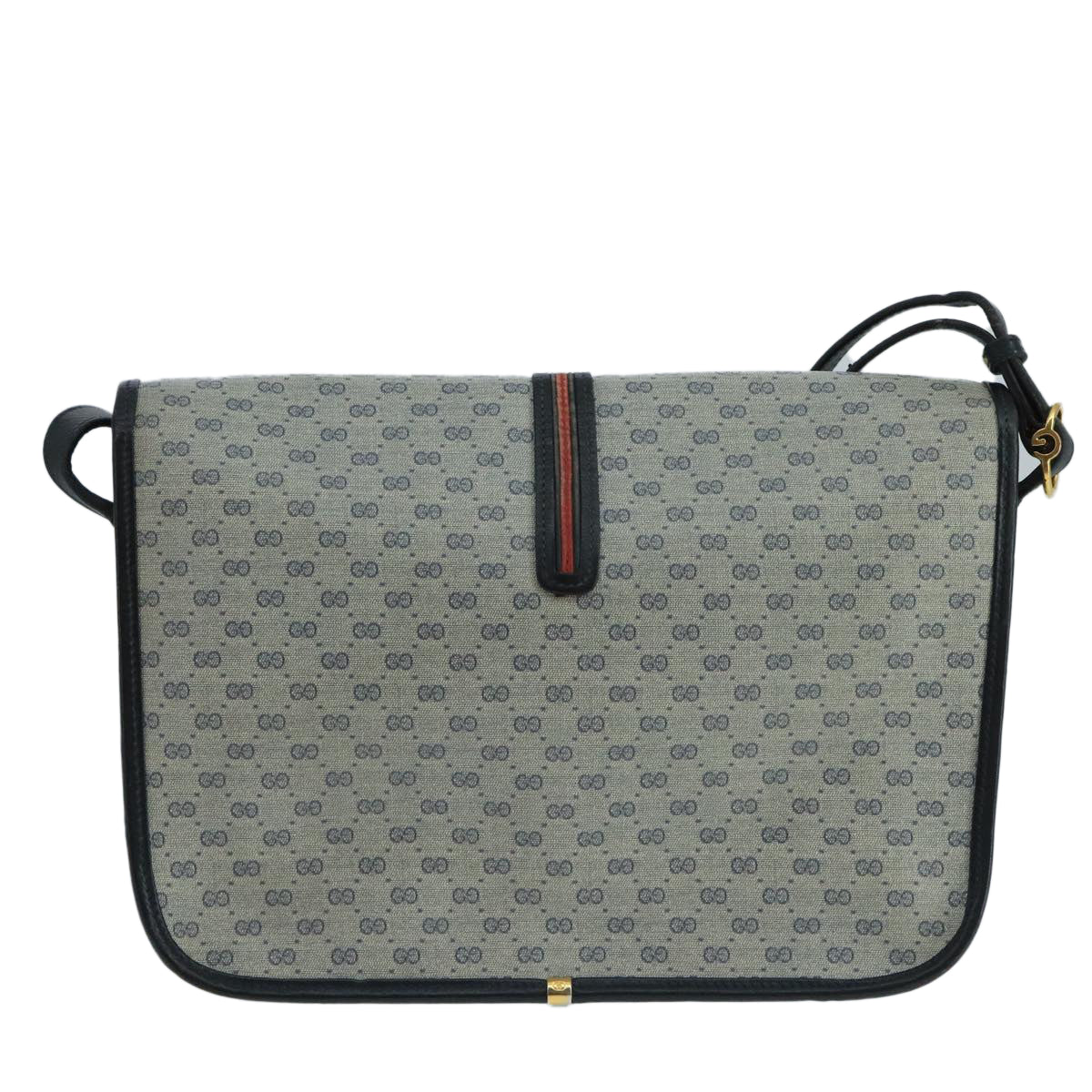 GUCCI Micro GG Supreme Shoulder Bag PVC Navy Gold 001 113 0551 Auth 104070