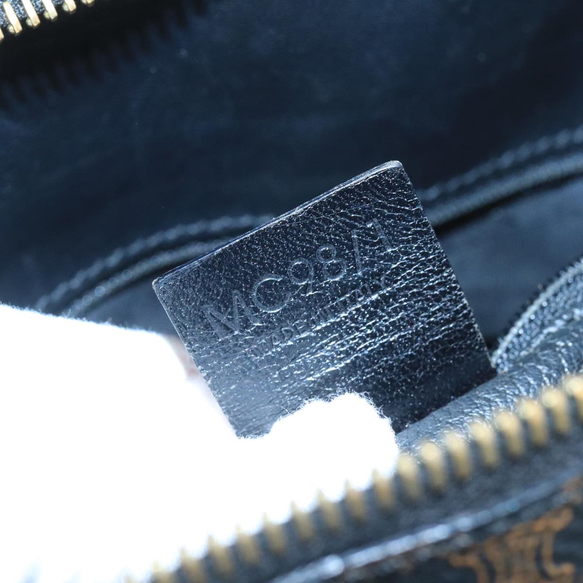 CELINE Macadam Canvas Hand Bag PVC Leather Black Gold Auth 104108