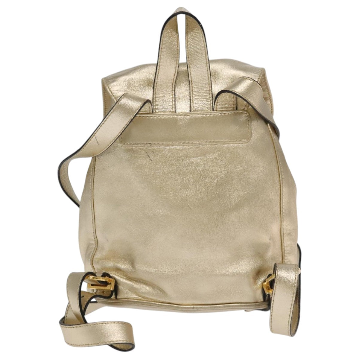 Salvatore Ferragamo Gancini Backpack Leather Gold Auth 104143