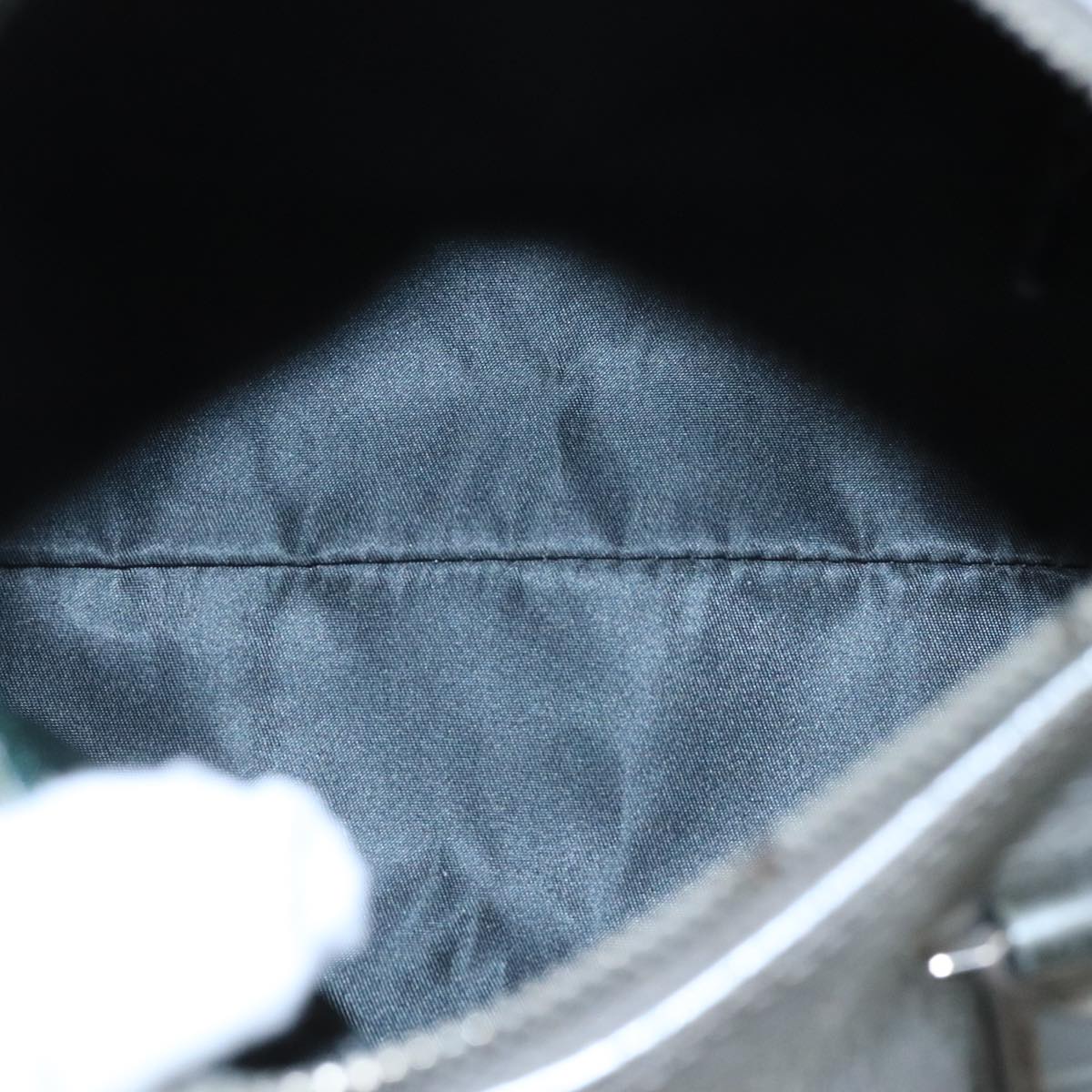 Christian Dior Trotter Canvas Hand Bag Silver Auth 104146