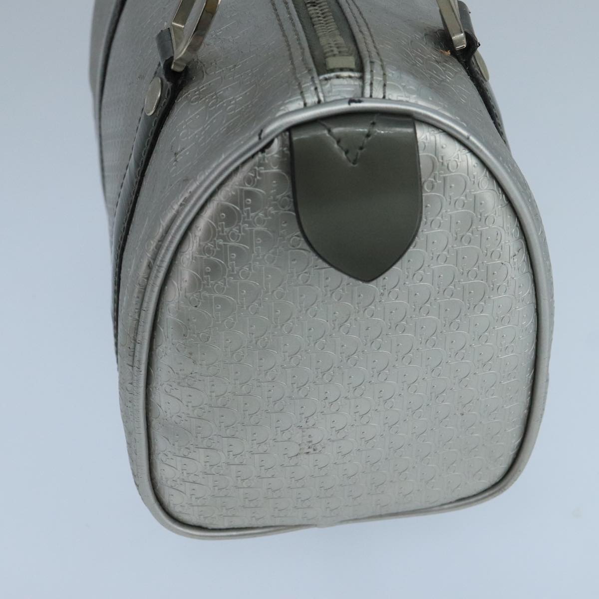 Christian Dior Trotter Canvas Hand Bag Silver Auth 104146