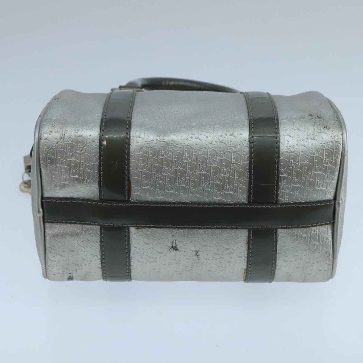 Christian Dior Trotter Canvas Hand Bag Silver Auth 104146