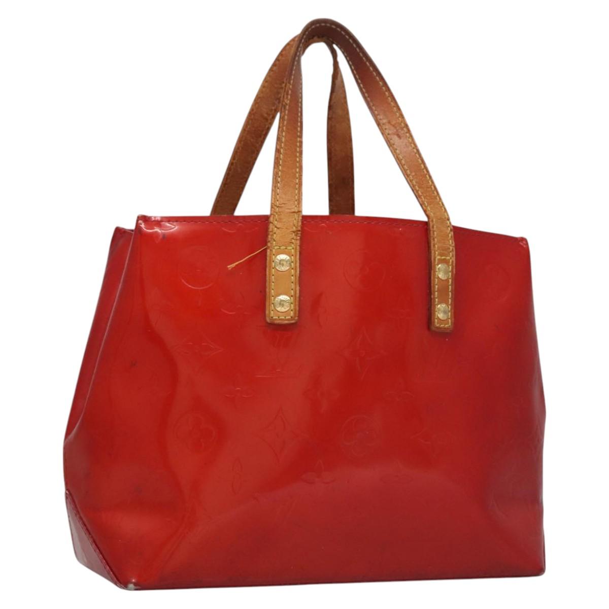 LOUIS VUITTON Monogram Vernis Reade PM Hand Bag Red Rouge M91088 LV Auth 104158