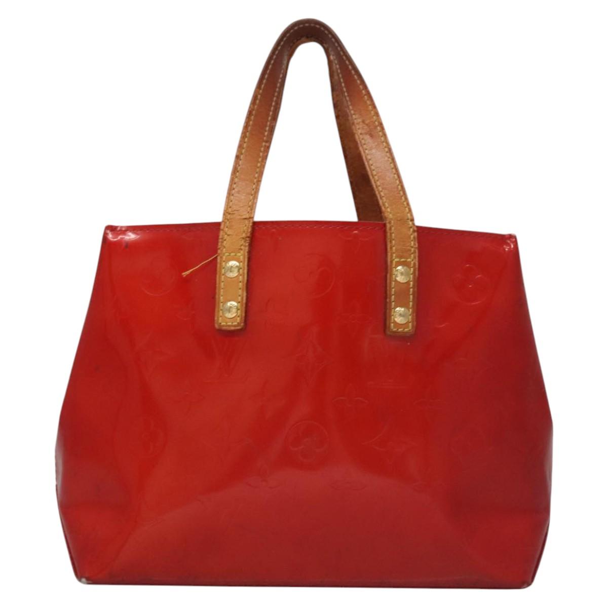 LOUIS VUITTON Monogram Vernis Reade PM Hand Bag Red Rouge M91088 LV Auth 104158