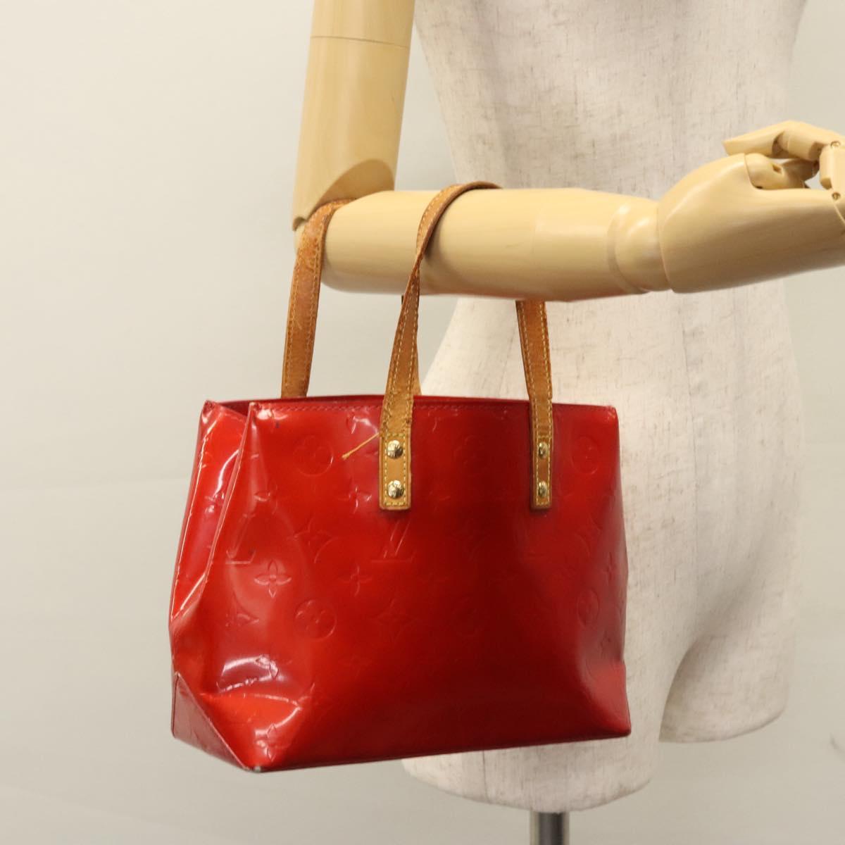 LOUIS VUITTON Monogram Vernis Reade PM Hand Bag Red Rouge M91088 LV Auth 104158
