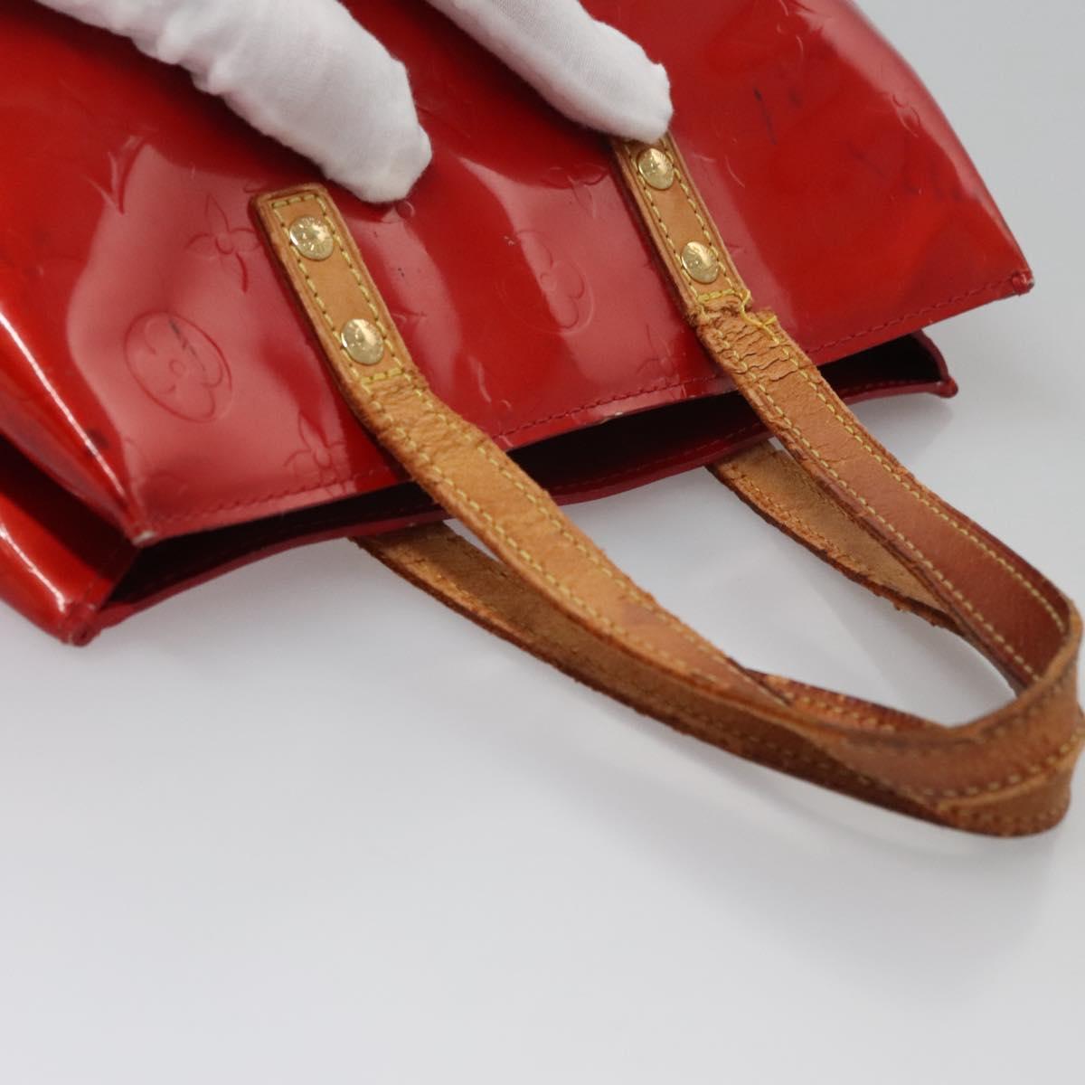 LOUIS VUITTON Monogram Vernis Reade PM Hand Bag Red Rouge M91088 LV Auth 104158